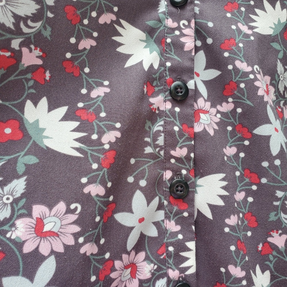 Cabi 5210 Women Sleeveless Floral Button Front Blouse Gray Red Small - Picture 7 of 8